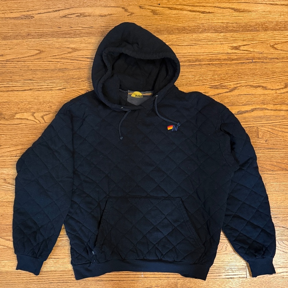 Aviator Nation Black Quilted Relaxed Hoodie